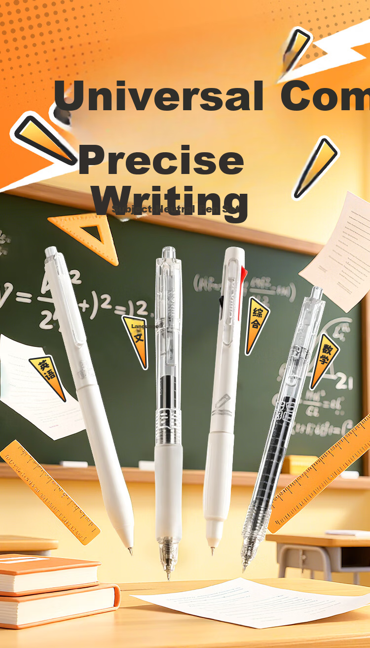 Comix Quick-Dry Retractable Gel Pen ST Tip Large Capacity 0.5mm Exam Pen Set Black 4pcs/Box EB985 1