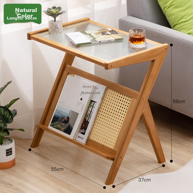 Lao Zhu Craftsman Side Table Living Room Small Tea Table Sofa Side Cabinet Bedside Cabinet Tea Platform Bedside Storage Natural Color