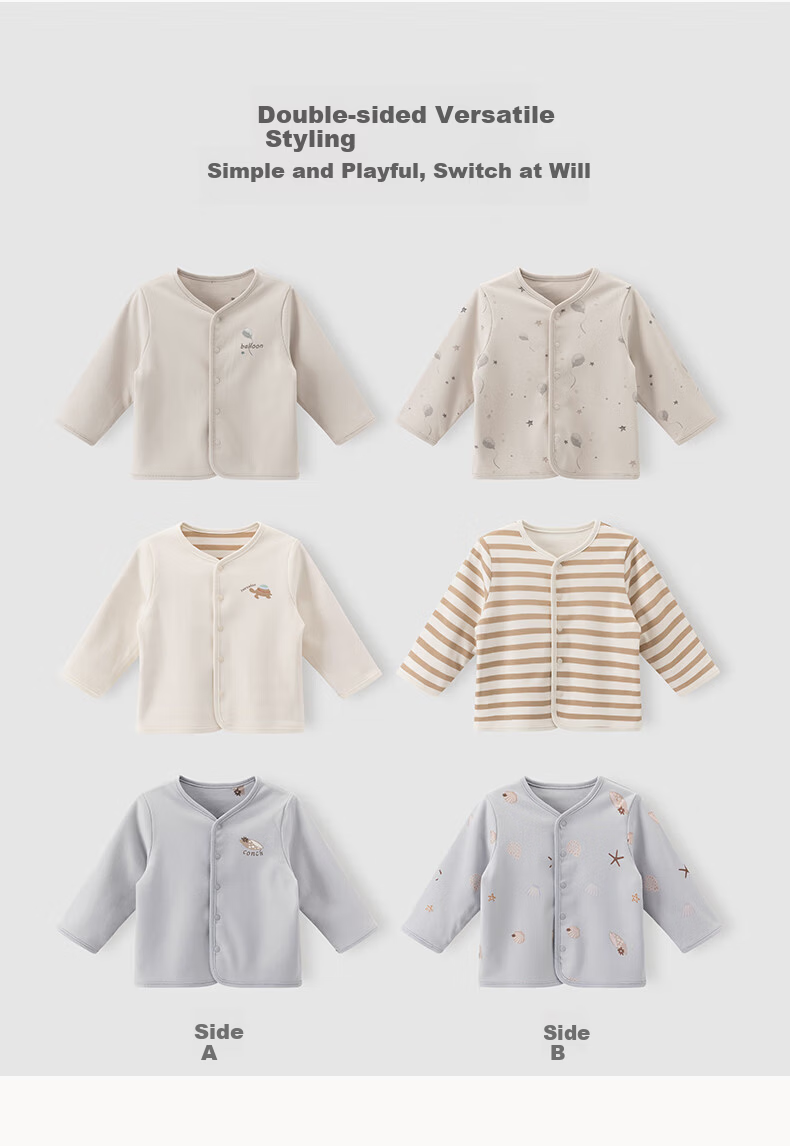 Guaiqi Bear Reversible Cotton Long Sleeve Cardigan Jacket for Boys and Girls Baby Spring Autumn Infant Outerwear Stylish 7
