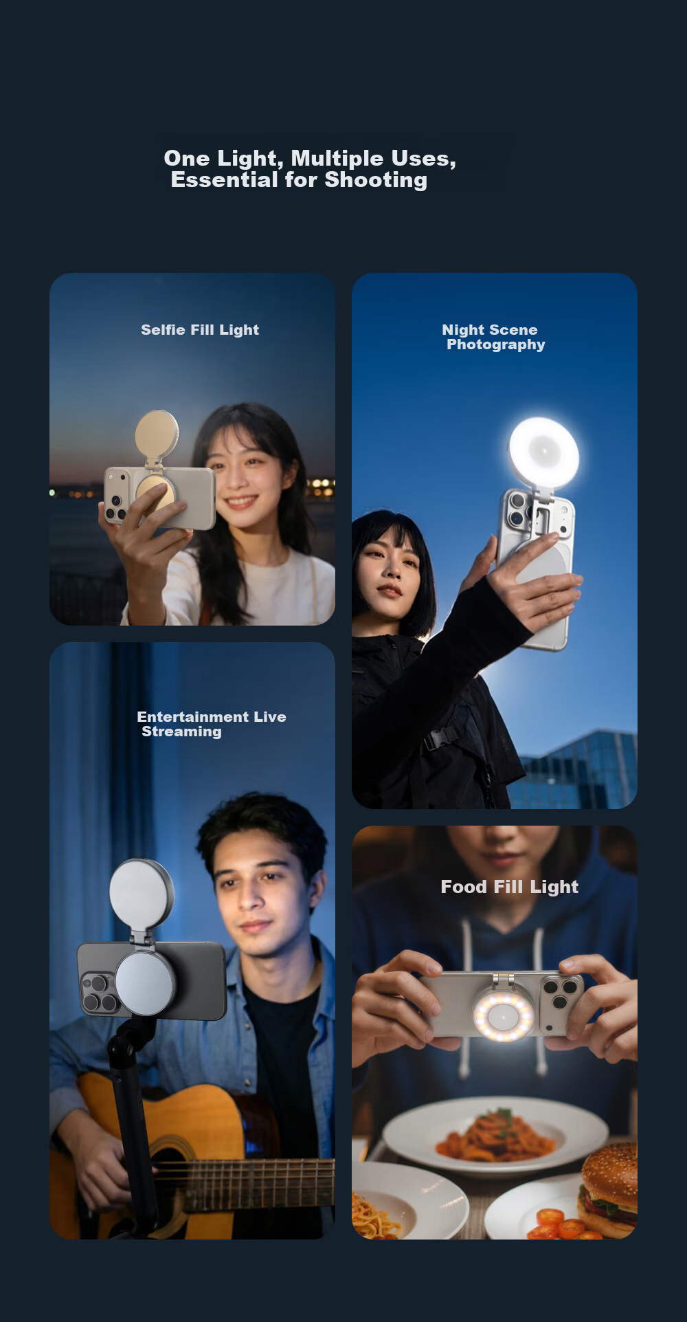 TELESIN Magnetic Portable Fill Light for Mobile Phones, Handheld Selfie LED Light with Bi-Color Temperature for Live Streaming, Video Recording, Travel, and Outdoor Shooting 2