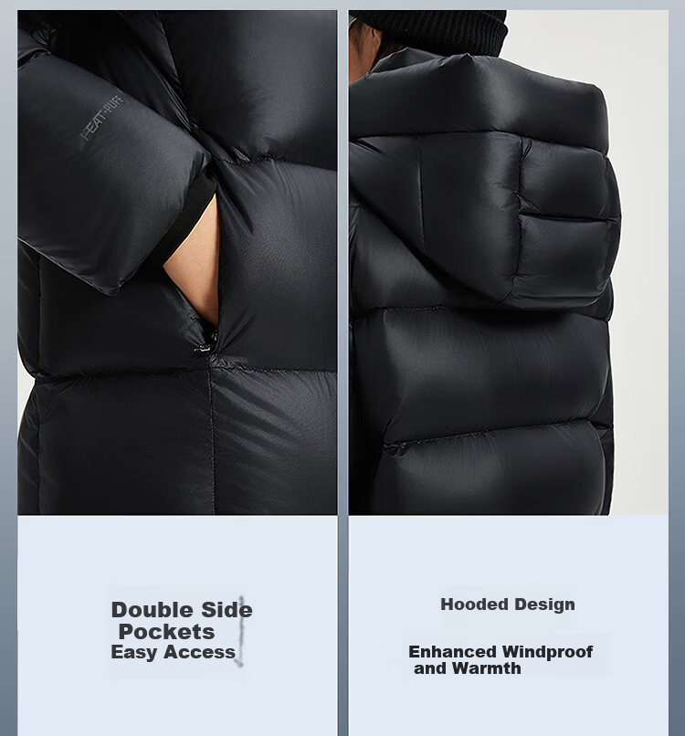 BOSIDENG Unisex Puff Winter Goose Down Thickened Hooded Extra Long Mall Style Down Jacket 7