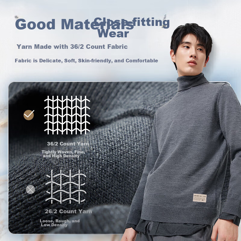 Warrior Men's Winter Warm Turtleneck Sweater Trendy Knit Pullover Woolen Shirt
