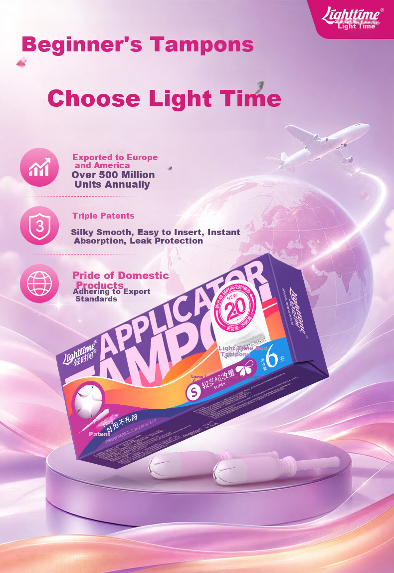 Light Time Tampons Regular Flow 30pcs Long Applicator Swimming Internal Menstrual Cotton Sticks Sanitary Pads JD Self-operated 1