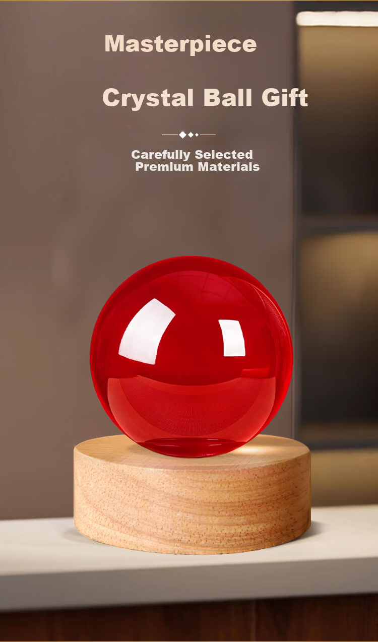 Bin Yue Red Crystal Ball Ornament Lucky Red Crystal Ball Feng Shui Decoration Opening Ceremony Living Room Housewarming Gift 8cm 2