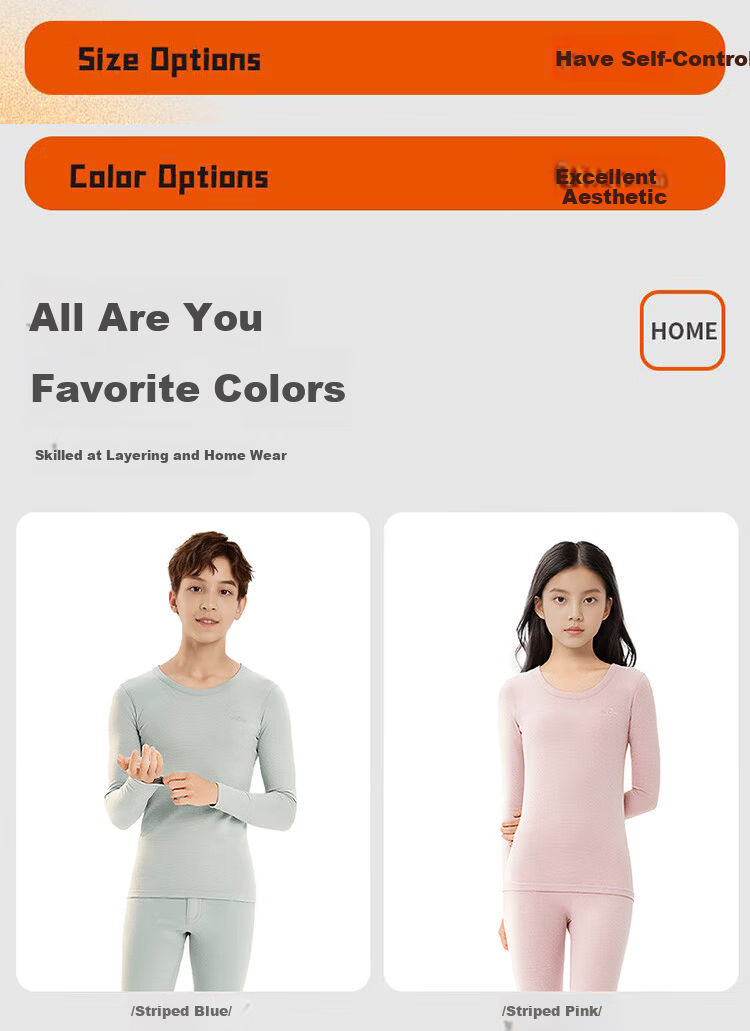 Dingguagua Youth Boys and Girls Thermal Underwear Set Autumn Winter Warm Long Johns for Middle and High School Students 12