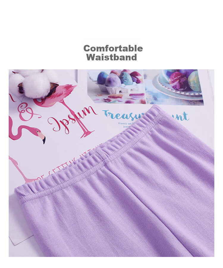 Hodohome Children's Autumn Cotton Thermal Underwear Set for Girls, Light Purple, Size 160 13