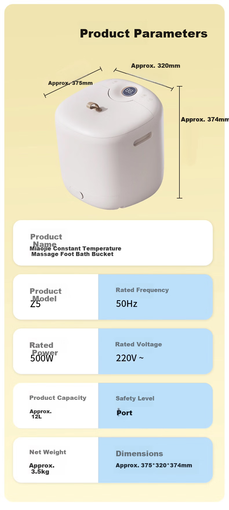 MIAOJIE Z7 Foot Soaking Tub with Moxa Heat Pad, Fully Automatic Constant Temperature Heating, Electric Massage Foot Bath, Smart UV Sterilization, Calf Washing Tub for Men and Women, Gold 20