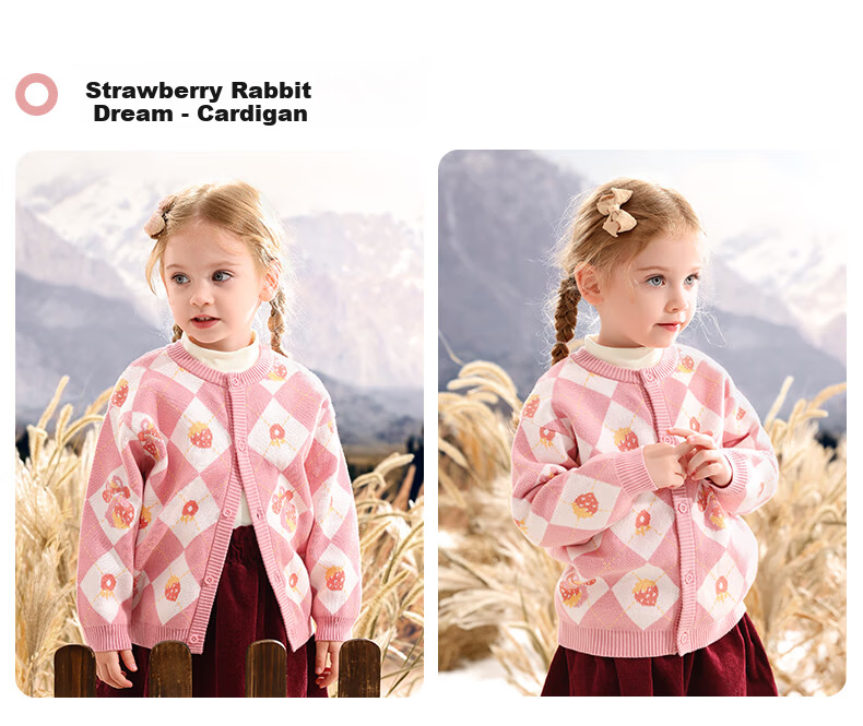 Beitais Children's Sweater Spring and Autumn Pure Cotton Unisex Baby Knitted Cardigan Versatile New Year Knitted Jacket 24