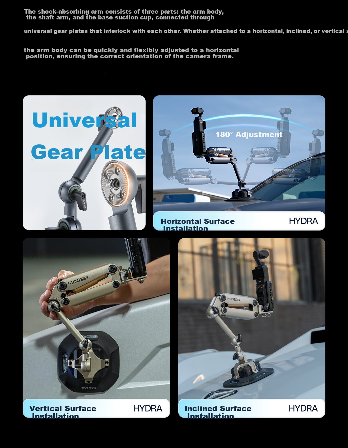 TILTA Iron Head Pocket 4/3 Mini Stabilizing Arm Shock Absorber System with Shock Head [Cycling + Vehicle Shooting] Master Kit - Desert Color 8