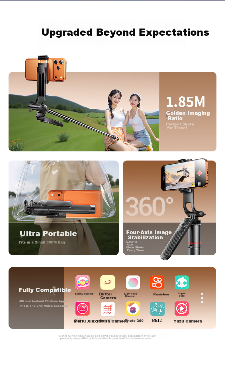 Shuotu [1.85m with Fill Light] Selfie Stick Tripod, Phone Stand, Extendable Travel Portable, 360-Degree Rotation, Fully Automatic, Multifunctional Shooting Floor Stand for Live Streaming 1