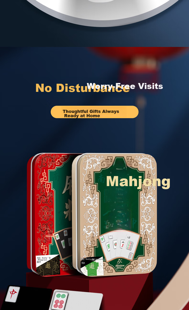 Benniu Iron Box Mahjong Playing Cards Silent Plastic PVC Waterproof 148 Cards Portable Noise-Free Universal 4