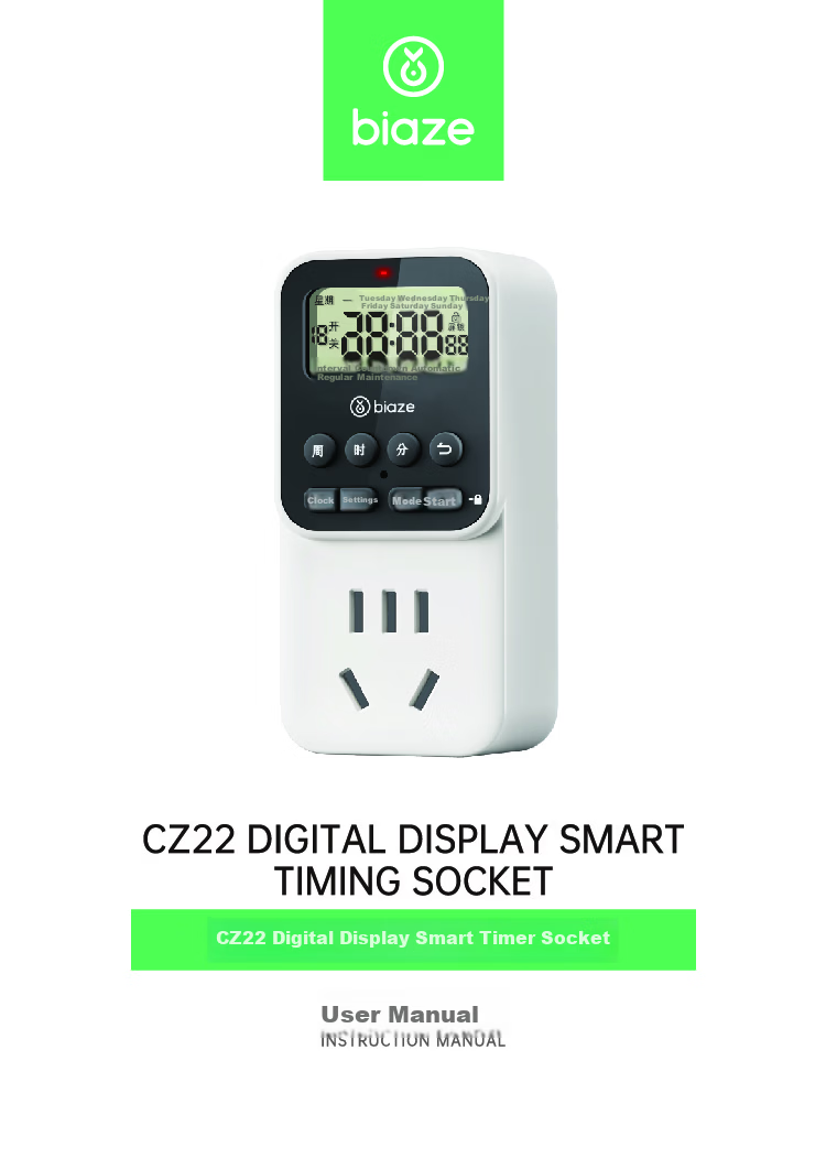 BIAZE Timer Socket National Standard Digital Electronic Timer Control Socket Timer Countdown Intermittent Cycle Power On/Off Built-in Battery with Power-off Memory No Switch 13