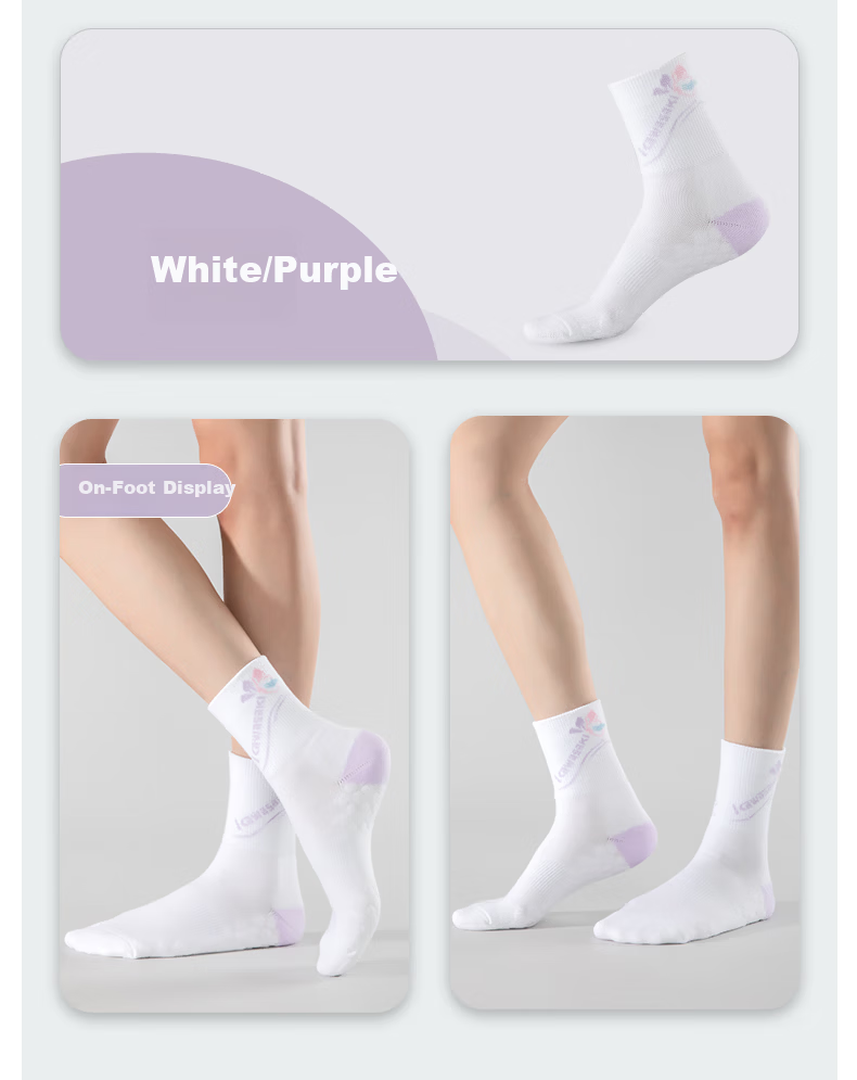 KAWASAKI Women's Featherweight Breathable Sweat-Absorbing Sports Mid Socks, Floral Series C6264 18