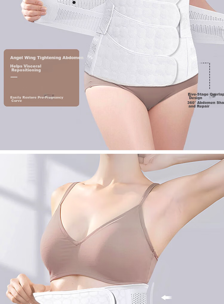 GRACEWELL Postpartum Abdominal Binder and Pelvic Belt 2-Piece Set Breathable Mesh Waist Shaper for Natural and C-Section Recovery 7