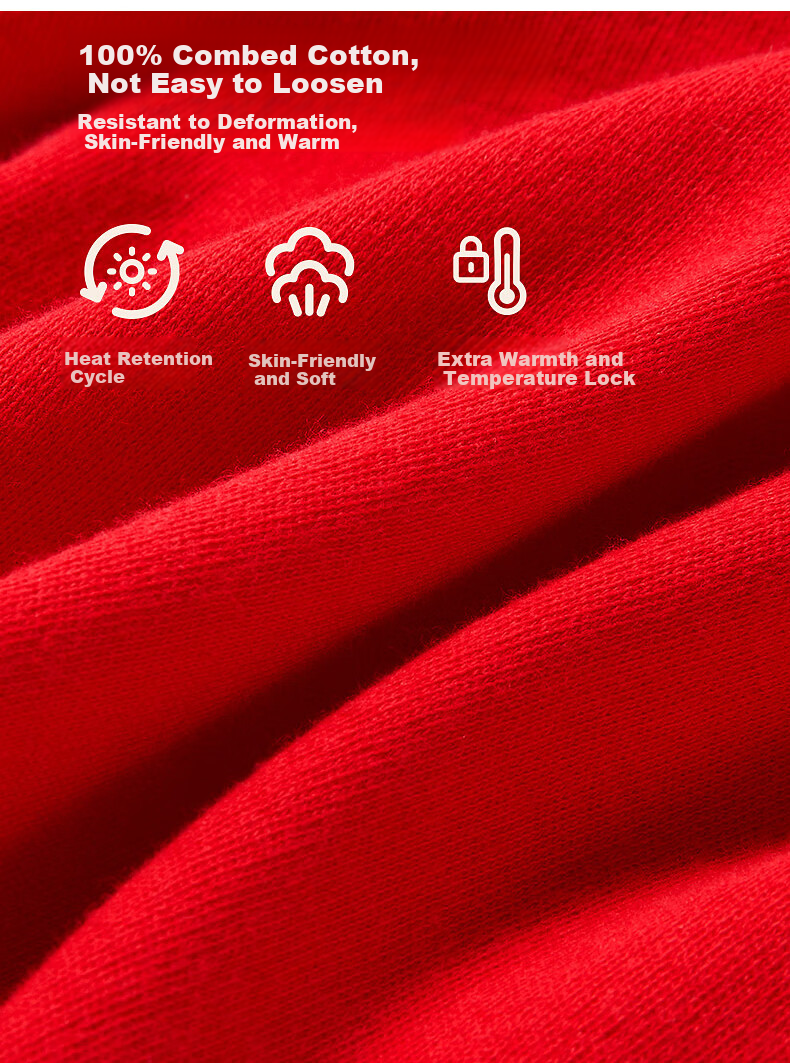 Hengyuanxiang Plus Size Women's Pure Cotton Qi Ji Red Thin Warm Thermal Underwear Set for Autumn and Winter, Year of Birth Lucky Edition 5