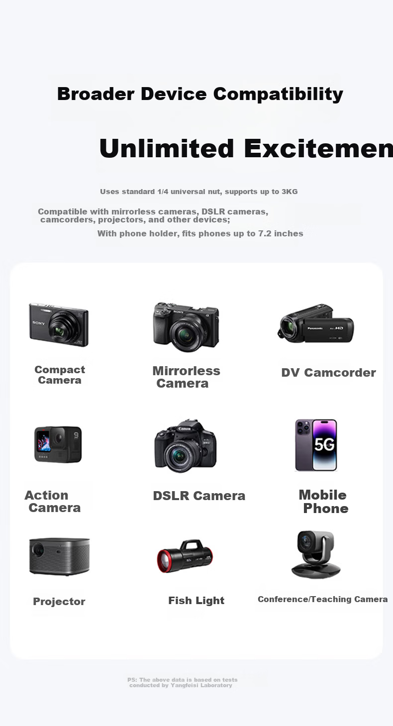Yangfeisi [Hot Sale 100K+ | 1.5m Aluminum Alloy] Tripod Camera Stand Portable DSLR Phone Live Streaming Tripod Photography Head Outdoor Shooting Compatible with Nikon Canon 19