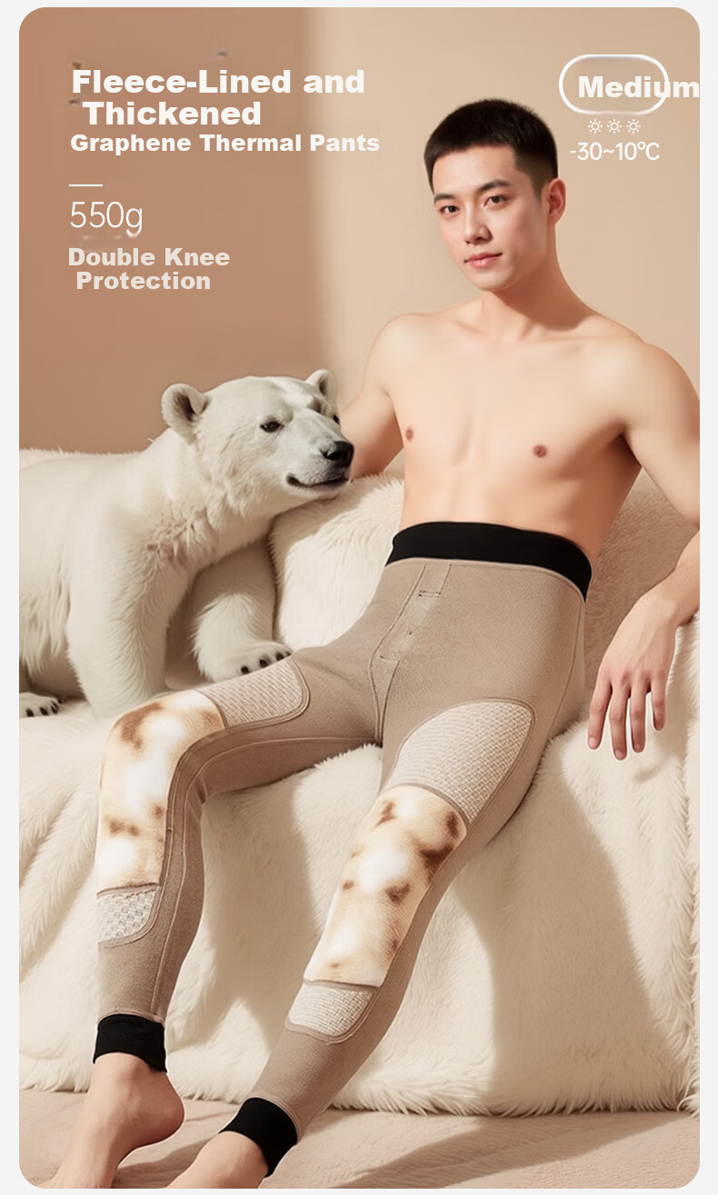 Modal Men's Thermal Pants Graphene Fleece Thickened Knee Protection Winter Cotton Pants -30°C Cold Resistant Pants Northeast Style 2