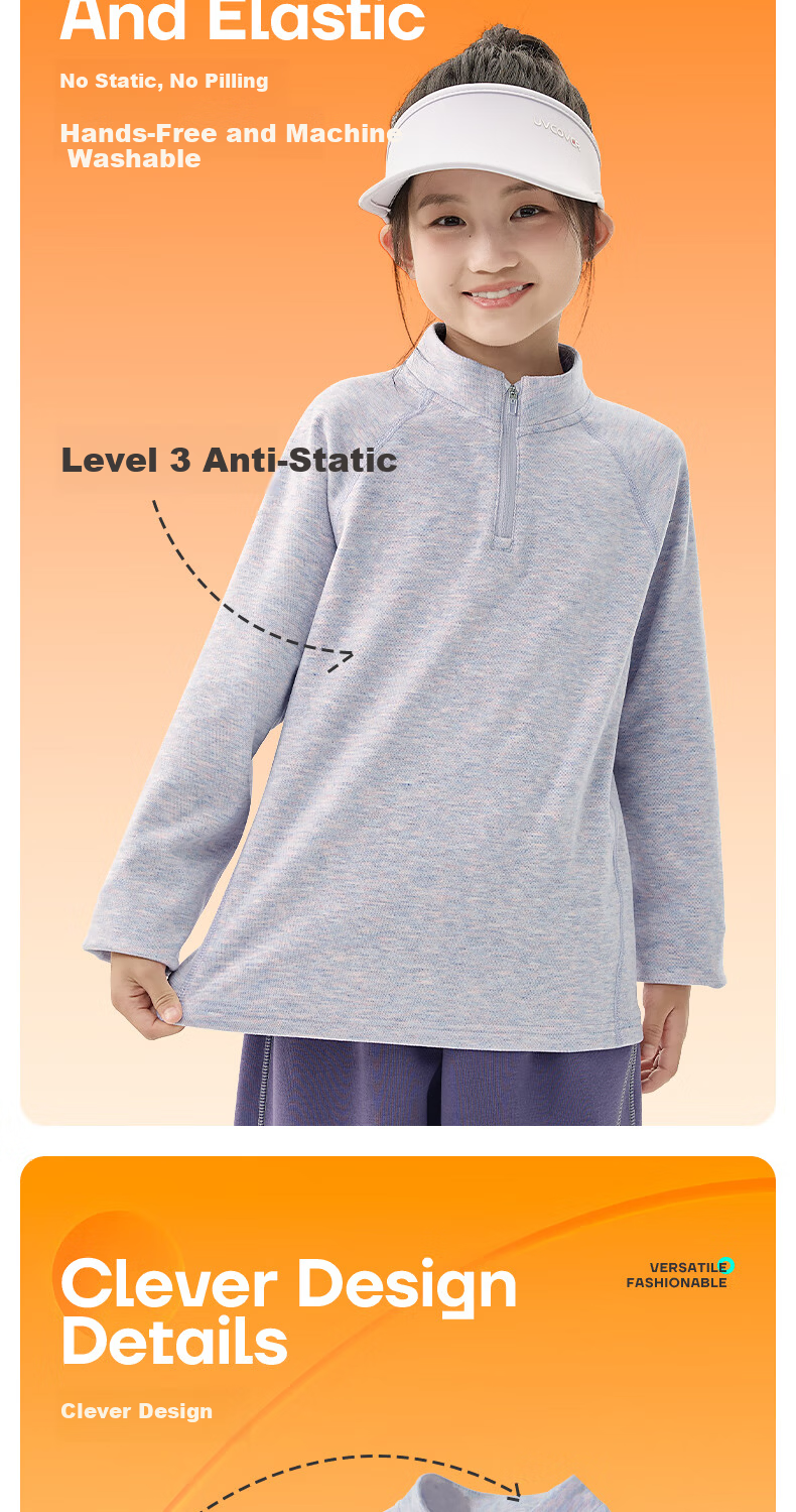 JEANSWEST Nuonuo Girls' Long Sleeve T-Shirt Autumn Winter Children's Sports Fleece-Lined Warm Boys' Outdoor Training Top 4