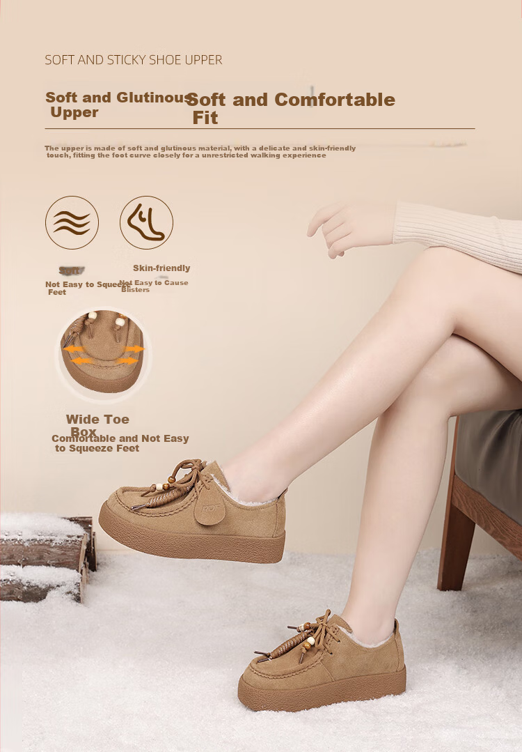 Red Dragonfly Women's Winter Cotton Shoes Fleece Thickened Lightweight Soft Sole Casual Kangaroo Shoes WLB459852D Camel Size 40 4