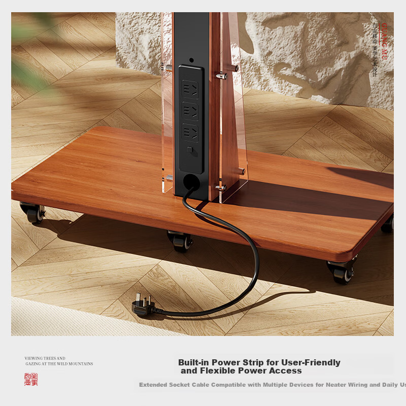 CABTE 32-85 Inch Mobile TV Stand Art Cart Art Stand Floor TV Cart Multi-Brand Universal Mobile TV Stand 5