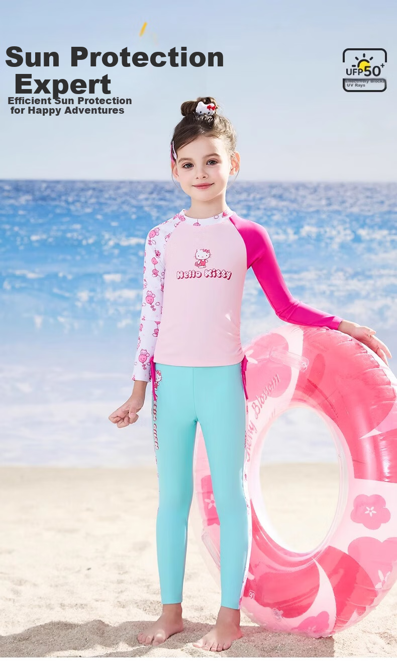 F.DYRAA & Hellokitty Girls' Two-Piece Sun-Protective Swimwear Set A-Class KC522C0062H Pink Size 130 1