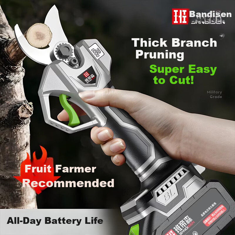 Bandison 21V Electric Pruning Shears High-Power Lithium Battery Garden Tree Branch Cutter Gardening Pruner