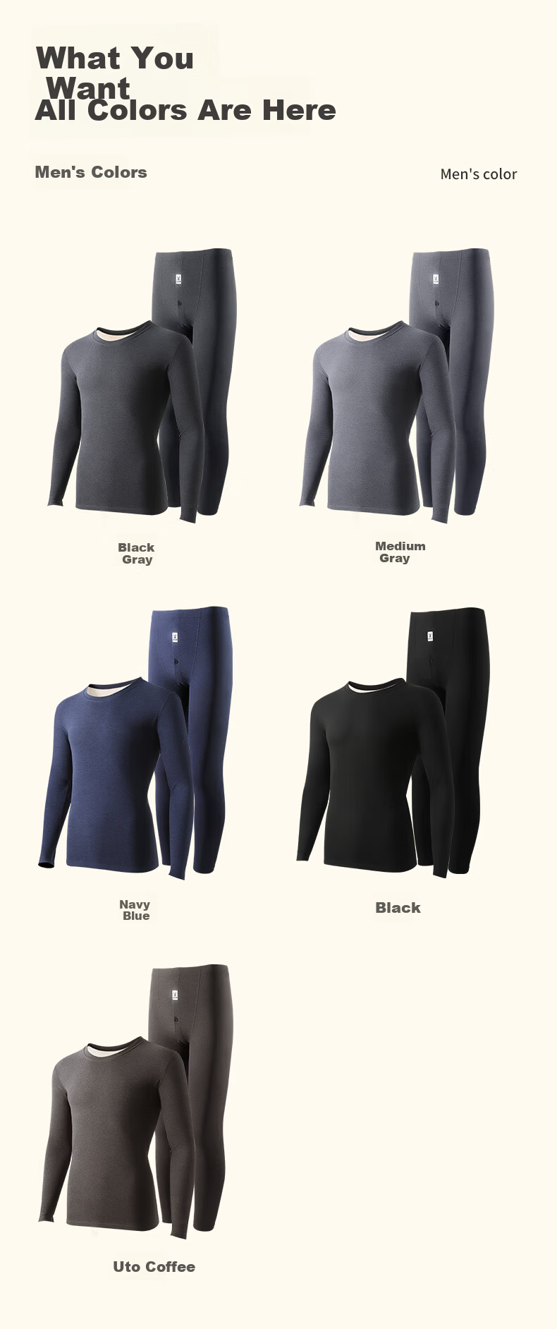 PLAYBOY Men's Thermal Underwear Set, Autumn Warm Base Layer, Brushed Cashmere Patchwork with Mulberry Silk, 10A Antibacterial And Anti-Mite Protection for Fall 13