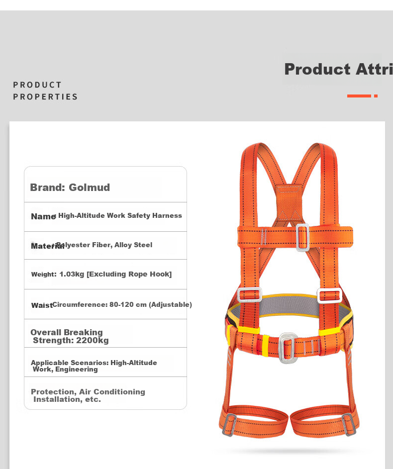 Gorm Five-Point Safety Harness National Standard Safety Rope Full-Body Double Hook TE Double Large Hook 1.8m for High-Altitude Work 3