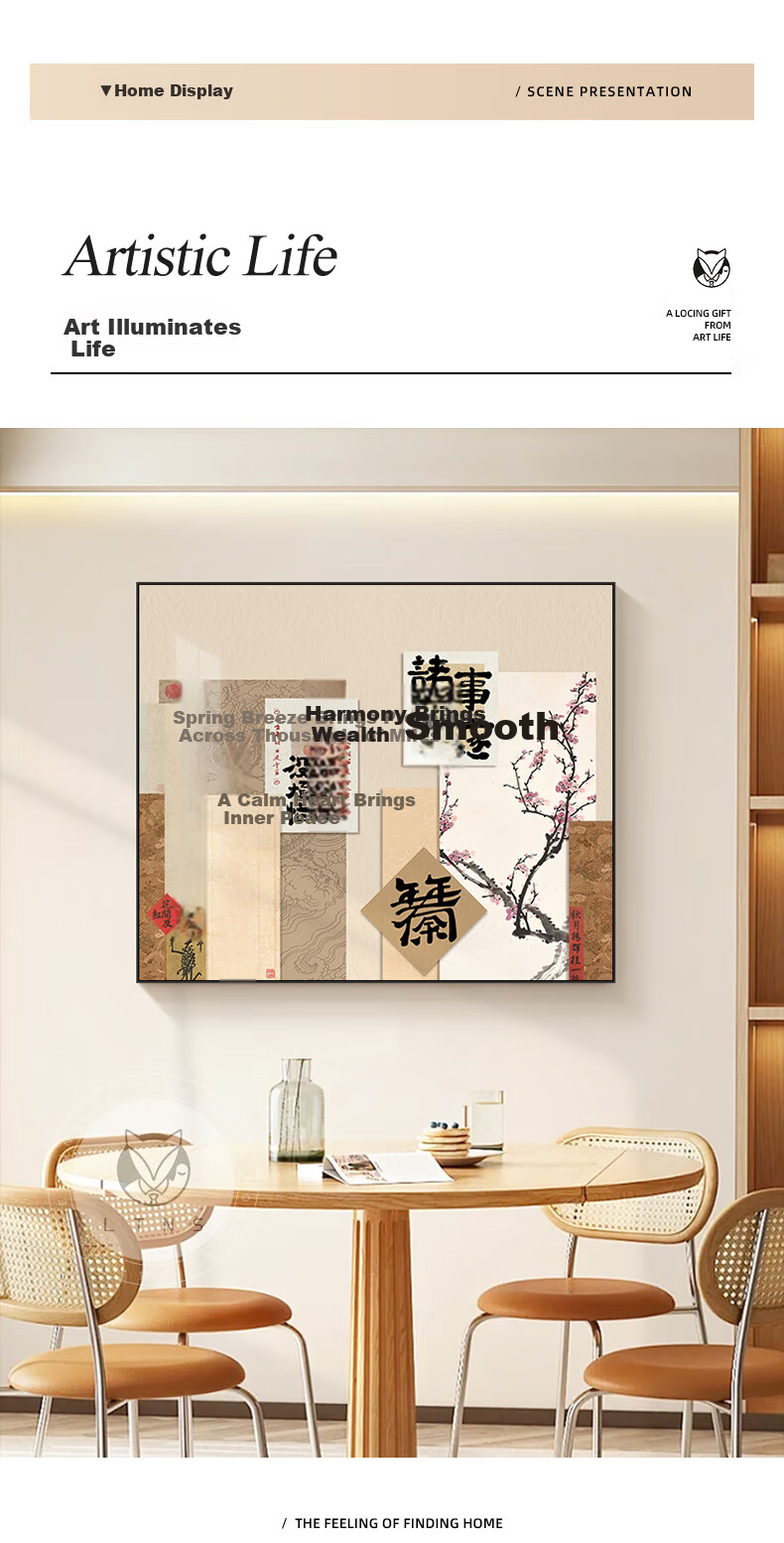 Long Time No See New Chinese Style Electric Meter Box Decorative Painting Dining Room Electric Box Cover Decorative Hanging Painting Distribution Box Concealment Wall Art 4