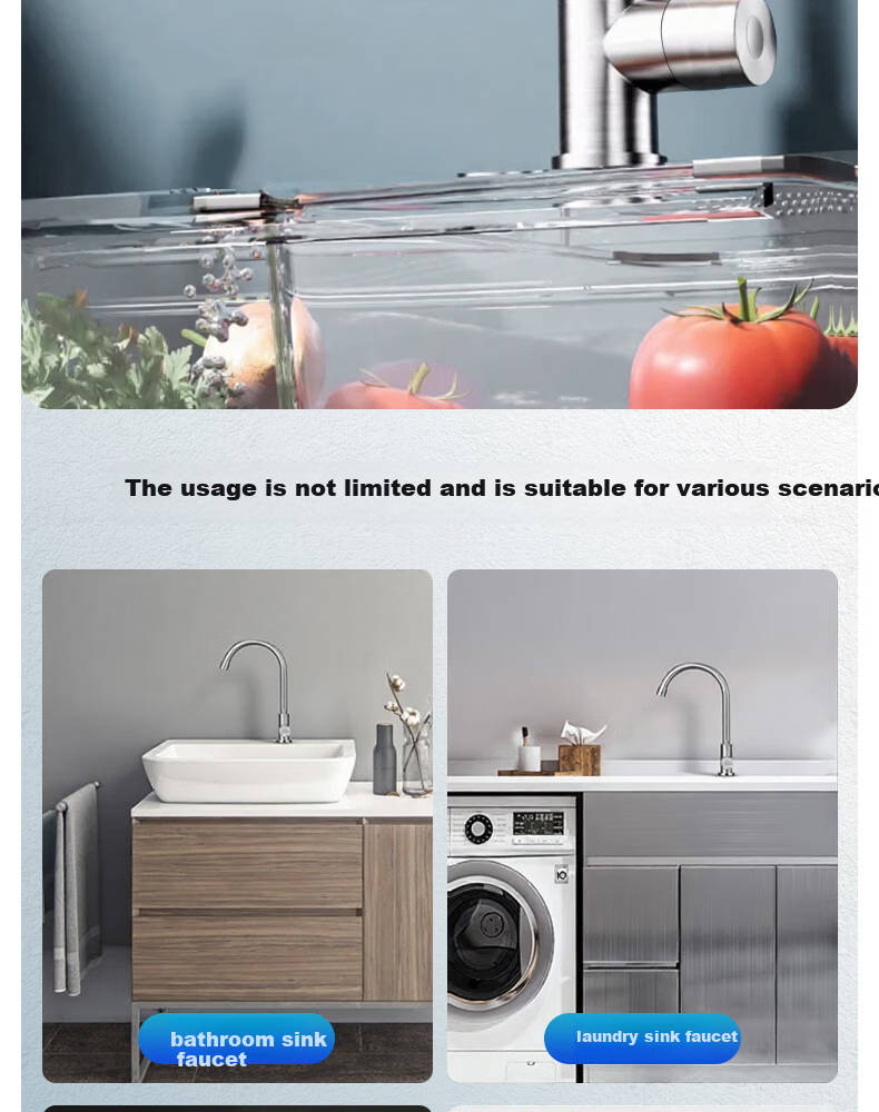 Yipin Impression Stainless Steel Kitchen Single Cold Water Faucet Splash-Proof Household Vegetable Sink Single Cold Hand Wash Basin Dishwasher Faucet 19