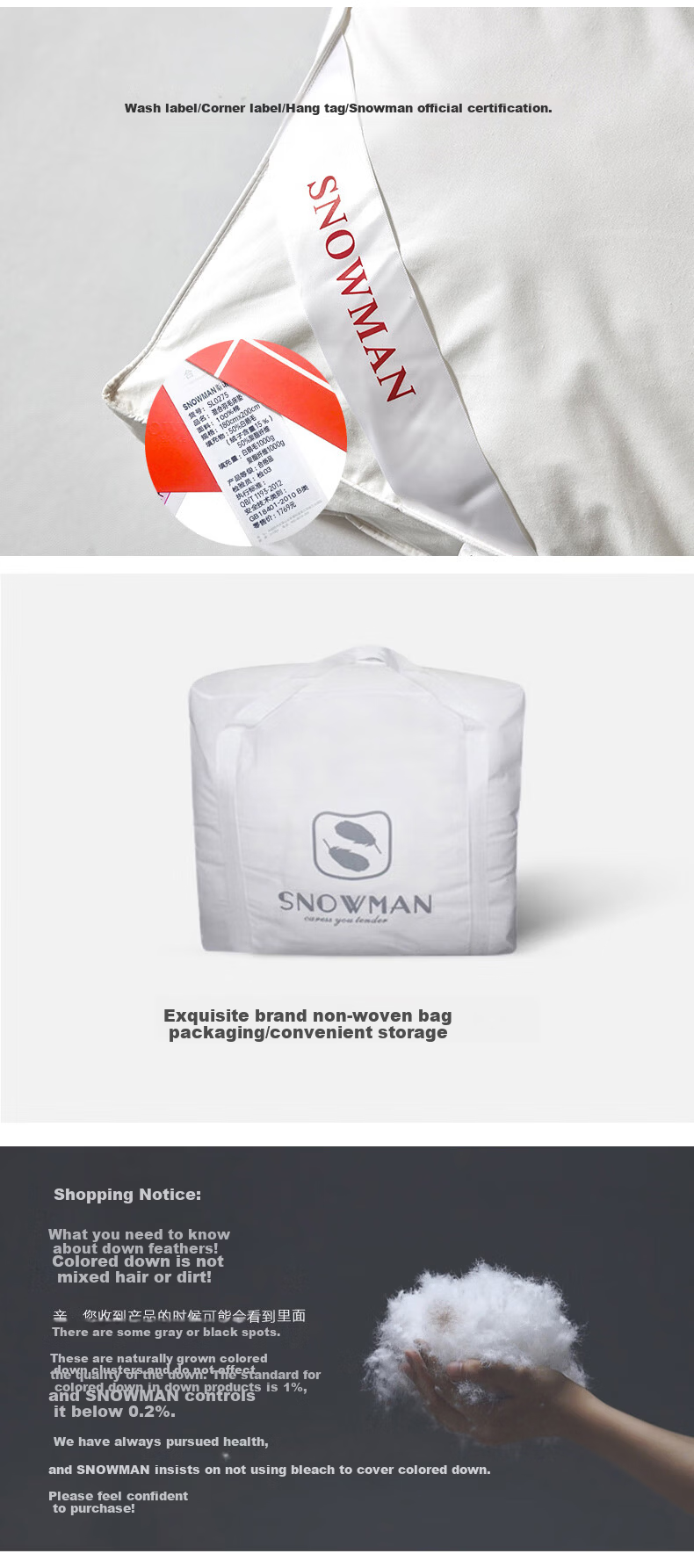 Snowman Five-Star Hotel Soft Down Mattress 15% White Goose Down Mattress Pad Feather Mattress 1.8*2m White 13