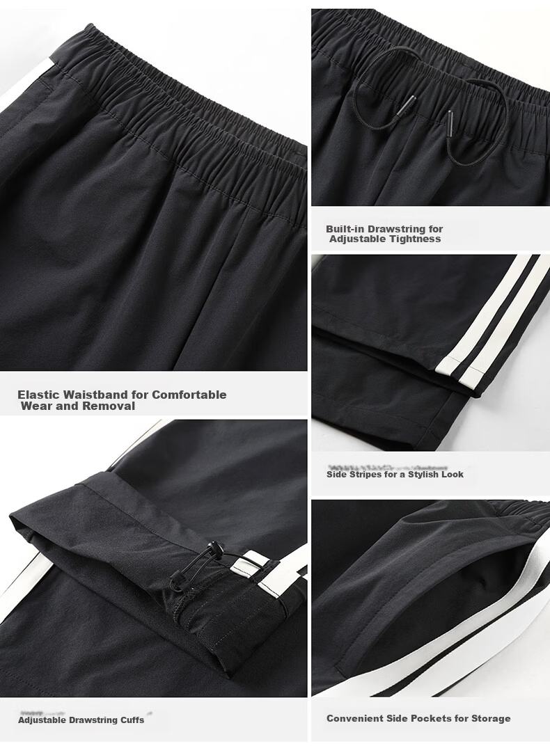 CAMEL Quick-Dry Straight-Leg Sports Pants Men Ice-Feel Sun-Protective Outdoor Paratrooper Pants C16BA6L6044 Phantom Black L 14