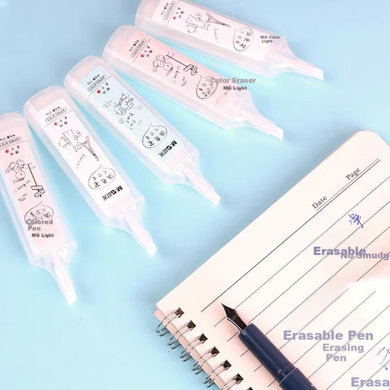 M&G Single-Head Large Capacity Erasable Pen Student Invisible Erasable Fountain Pen Refillable Ink Cartridge Correction Pen APMV4701 3-Pack