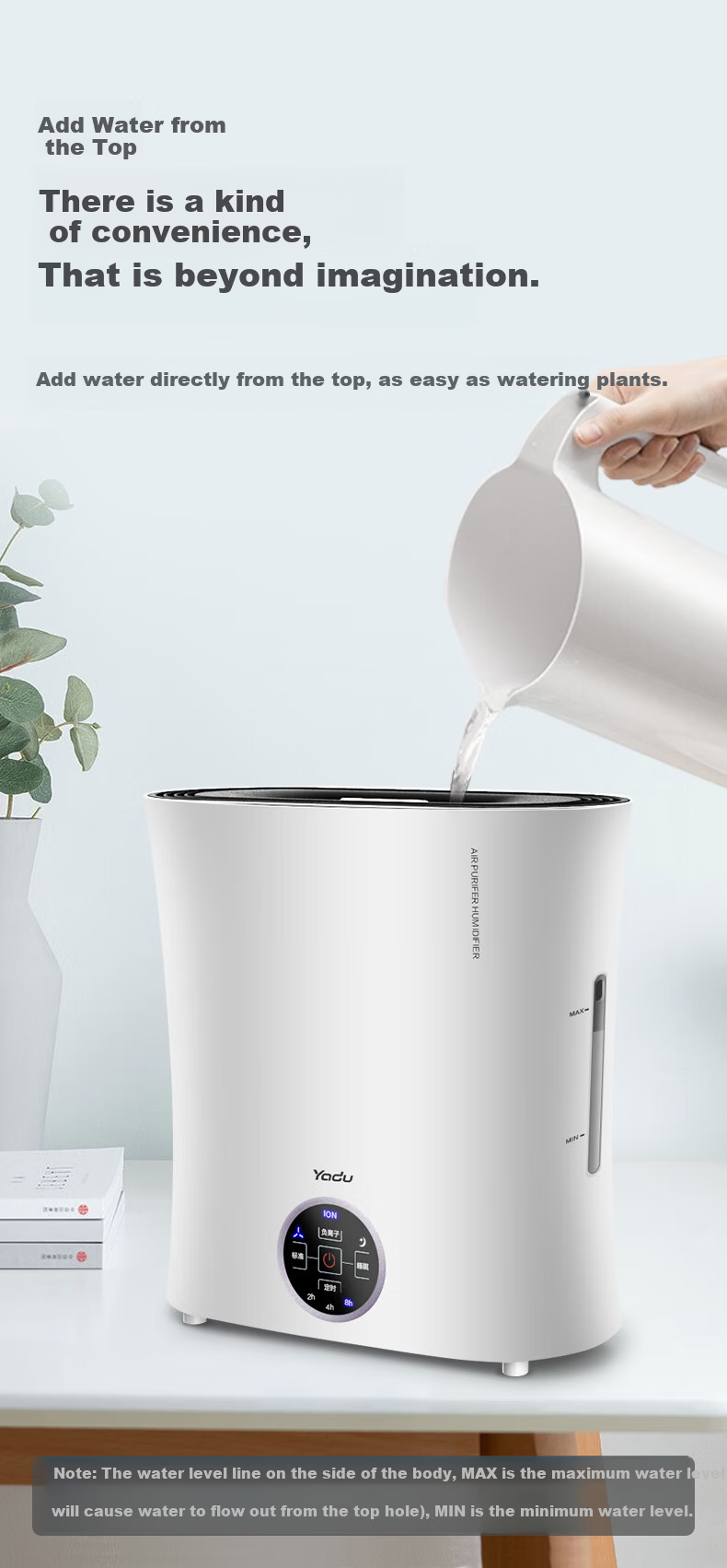 Yadu Mist-Free Humidifier for Bedroom, Office, Mother And Baby, Top Water Filling 4L Large Capacity, Smart Constant Humidity Adjustable, Quiet Operation with Timer, Air Humidifier SZ260-TJ030 8