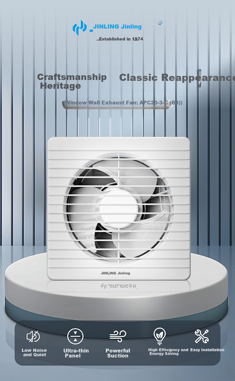 JINLING Powerful Exhaust Fan, Bathroom Kitchen Low-Noise Ventilation Fan, Window And Wall-Mounted APC25-4 4