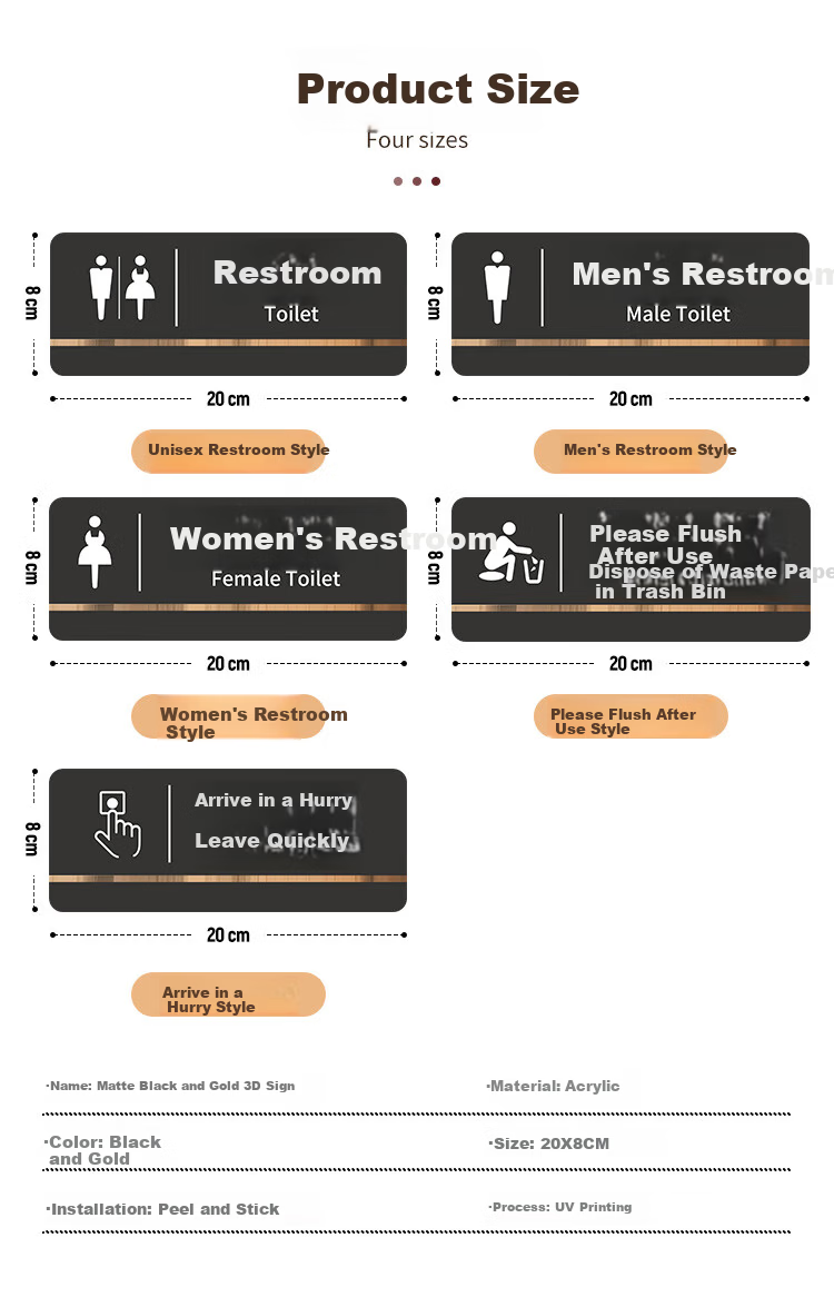 Aimohui Restroom Public Toilet Shopping Mall Sign, Self-Adhesive, Please Flush After Using, Garbage into Trash Can, 20*8cm 2