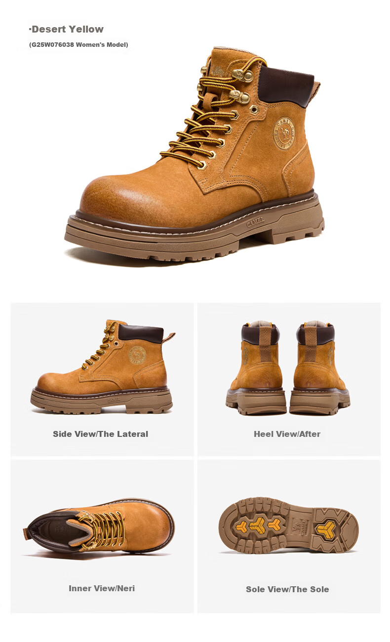 CAMEL Wang Junkai Style Martin Boots High-top Outdoor Workwear Yellow Boots Men GE122W7757T Golden Yellow Size 40 29