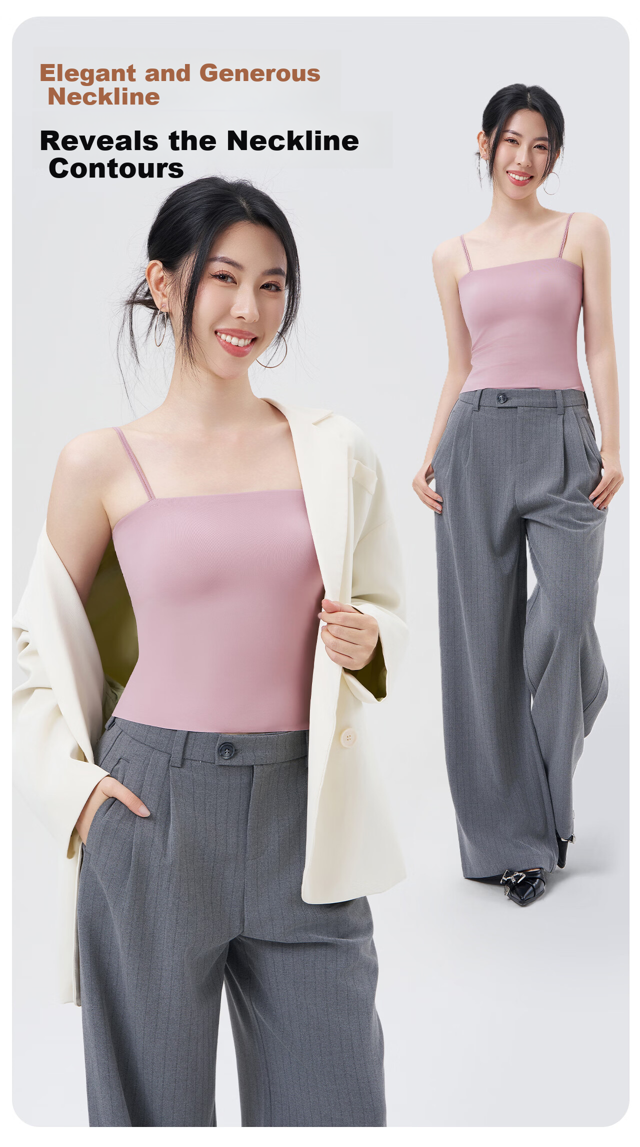 Miiow Ice Silk Camisole Pink Foundation Underwear Women Backless Seamless Invisible Skin Color Bra Integrated Anti-Exposure Tube Top Summer 11