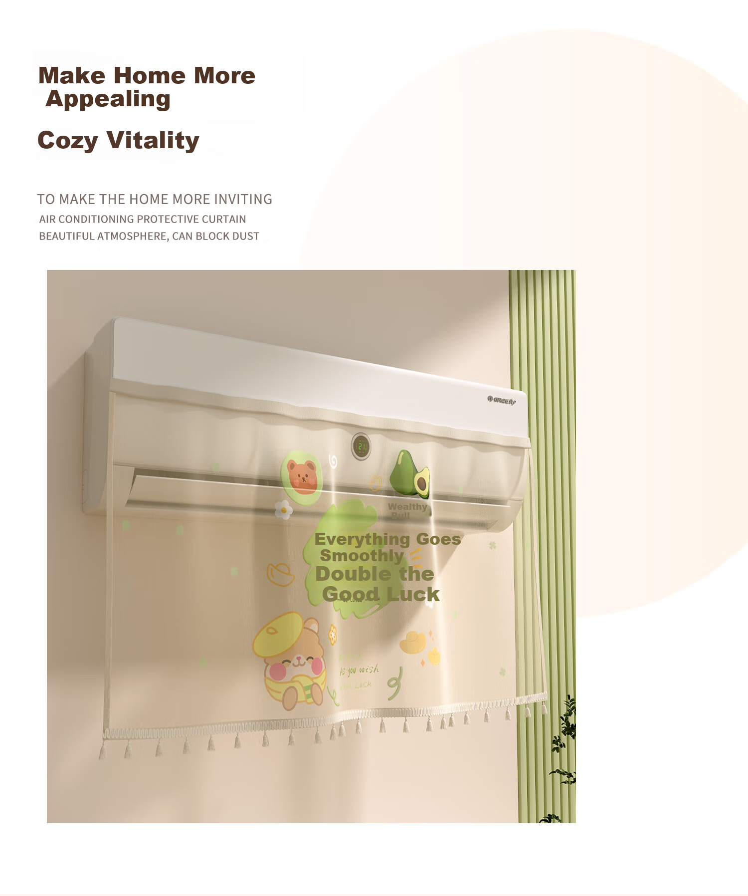 Fan Ye Air Conditioner Wind Shield Curtain Anti-Direct Blow Device No Drilling Wall-Mounted Air Conditioner Dust Cover Central Air Conditioner Wind Deflector Panel 3