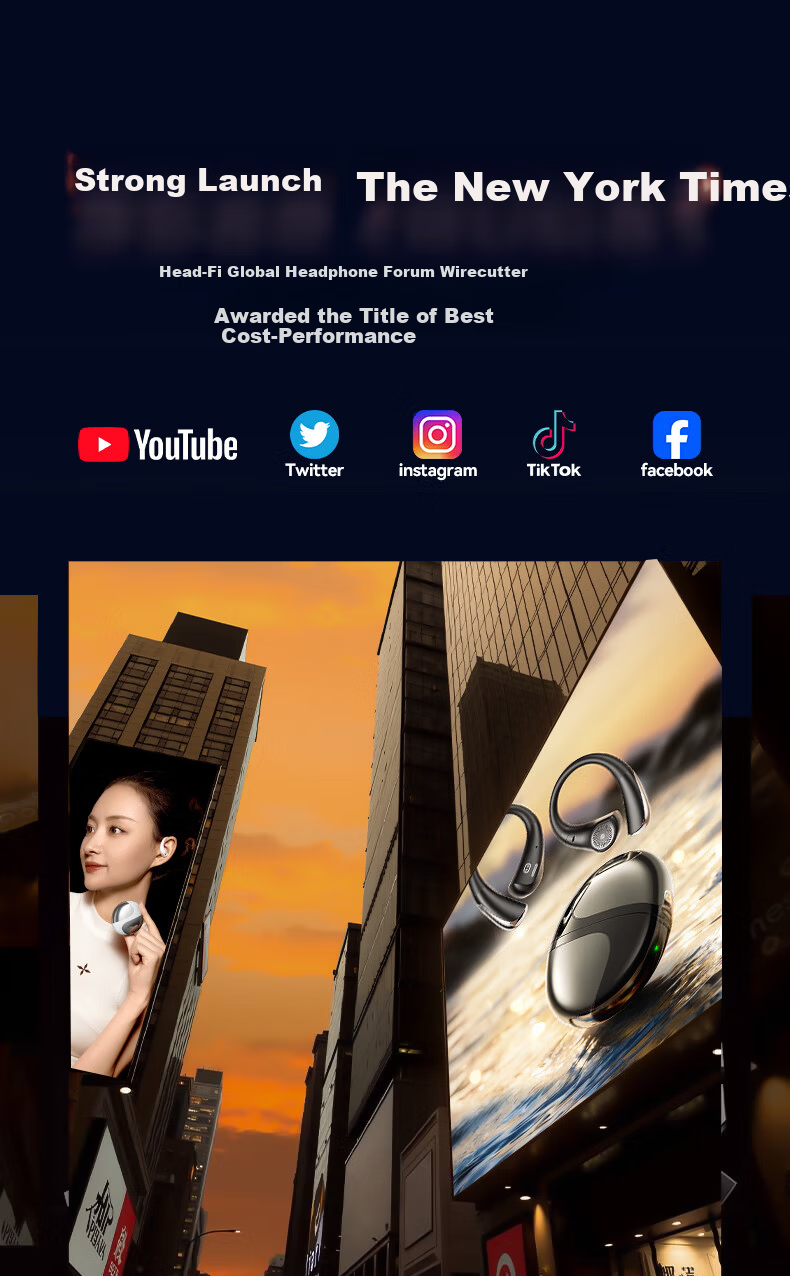 Xiaodu [Deng Kaitong Edition] S200PRO Bluetooth Earphones Air Conduction Concept Long Battery Life Wireless Sports Ear-Hook Compatible with Apple Huawei Blue 2