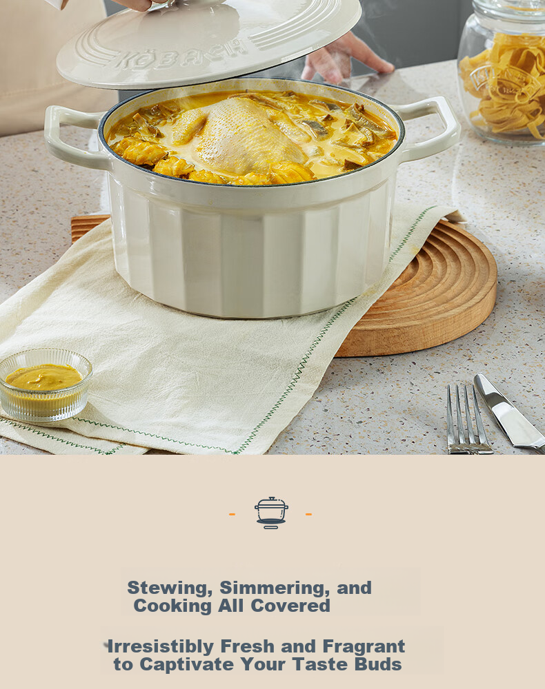 Kambach Enamel Cast Iron Soup Pot 3.5L Stew Braise Casserole Compatible with Induction and Gas Stoves 13
