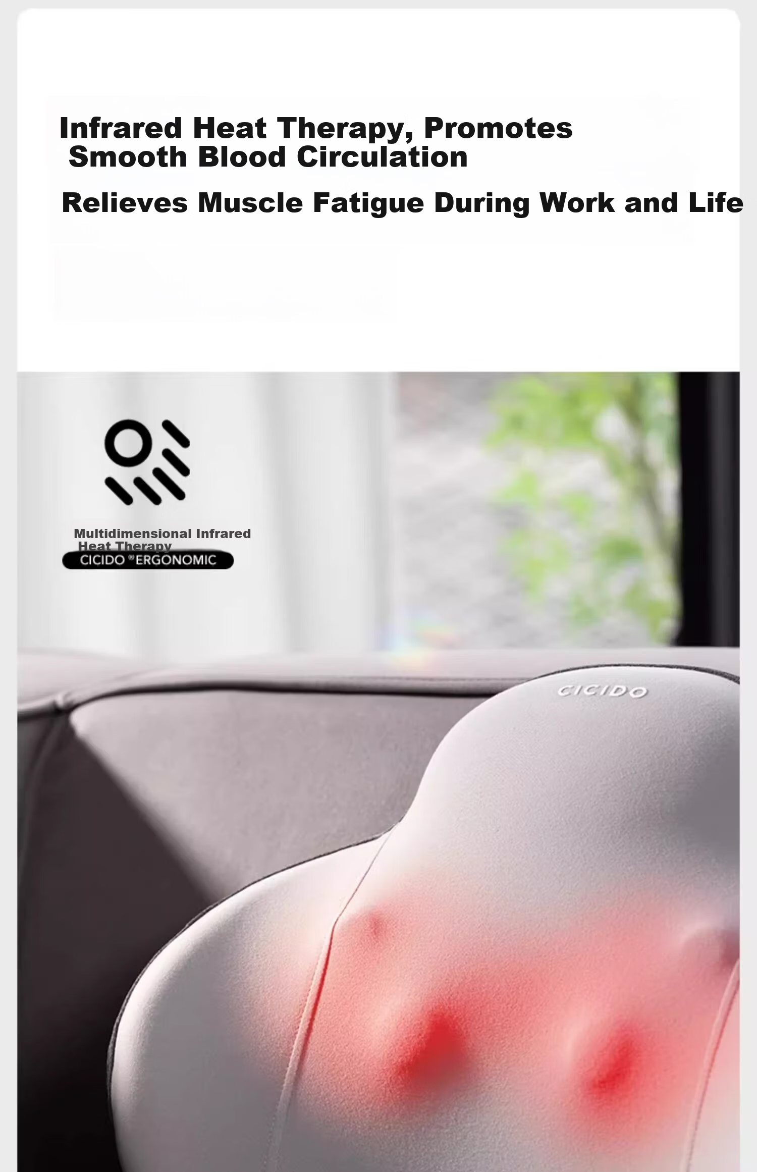 CICIDO Electric Car Lumbar Support Massager Waist Cushion Car Backrest Massage Device Gift for Parents 9