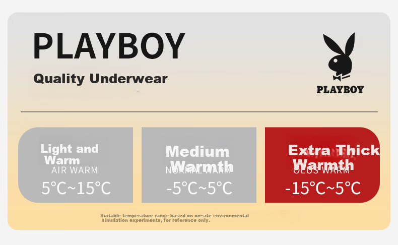 PLAYBOY Men's Thermal Cotton Pants Fleece Lined Thickened Knee Protection Leggings Autumn Winter Black XL 1