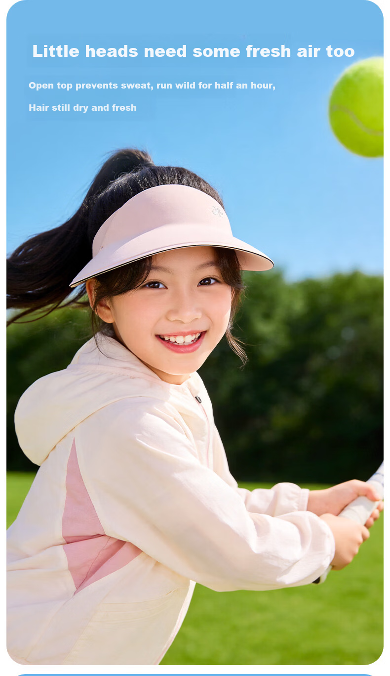 GOLOVEJOY Kids Sun Protection Hat Unisex Summer Outdoor UV Protection Open-Top Sun Hat Black 4