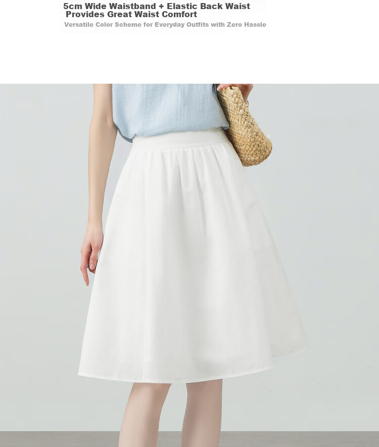 Shangdu Bira Petite Pear-Shaped Slimming Pleated A-Line Skirt for Women Spring Summer Casual Mid-Length Skirt 3