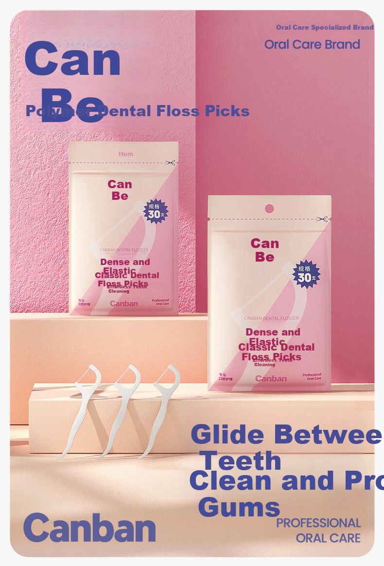 Canbebe Flexible Strengthened Dental Floss Smooth Round High-Toughness Break-Resistant Strong Pull Dental Floss Picks Dual-Use Toothpicks 50 Sticks * 7 Boxes 1