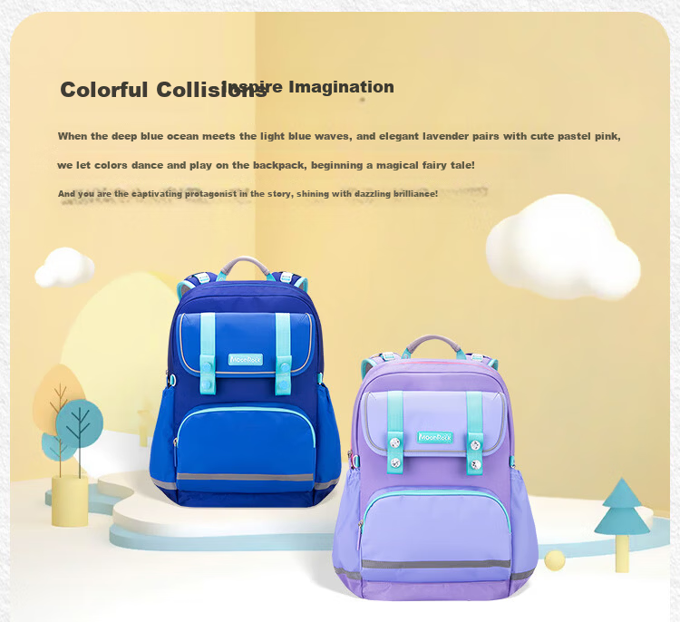 MoonRock PCT Flagship Model Primary School Children's Backpack Large Capacity Bag for Grades 3-6 Poseidon Blue 6