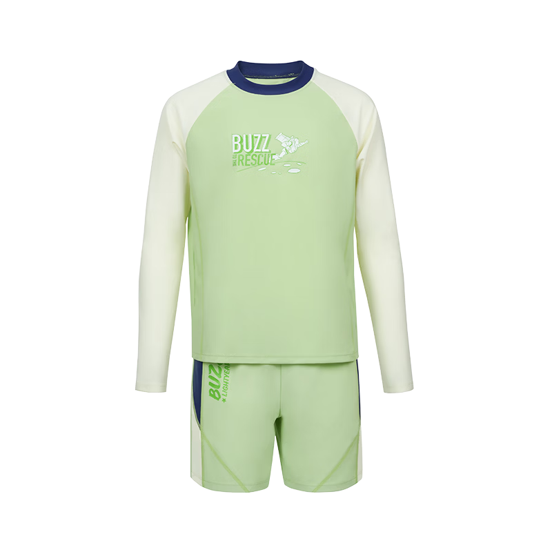 Disney Boys' Two-Piece Long Sleeve Sun Protection Swimsuit D36633S2F Green Buzz Lightyear Size 160