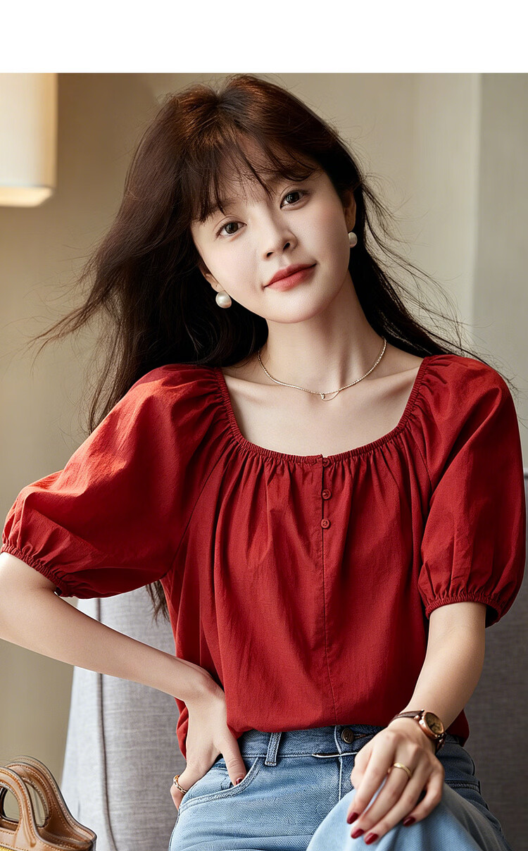 MT Elastic Strap Off-Shoulder Round Neck Dual-Wear Summer Lightweight Linen Cotton Blend Shirt Elegant Women's Blouse Top 4