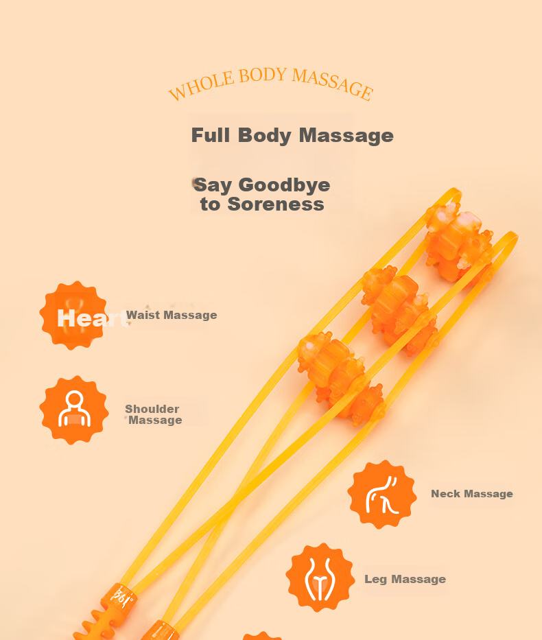 361° Back Strap Massager Shoulder Neck Spine Meridian Clearing Bead Roller Back Roller Self-Massage Device 5